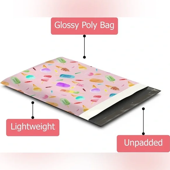 20 Poly Mailer Value Pack - Pink Ice Cream Pattern (10" x 13") Qty 20 - Picture 4 of 6